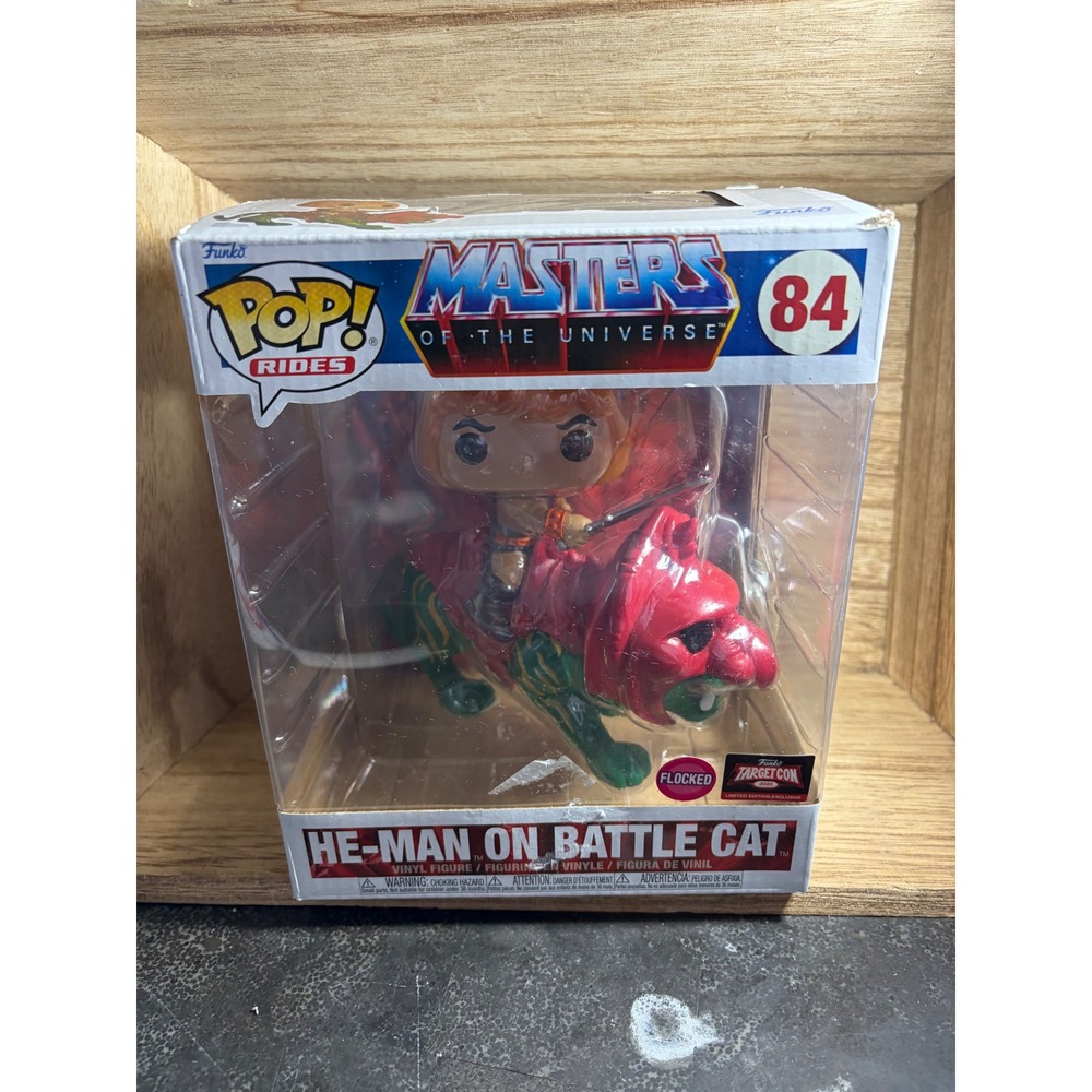 Funko Pop Rides He-Man on Battle Cat 84 Flocked Target Con 2022 Exclusive MOTU
